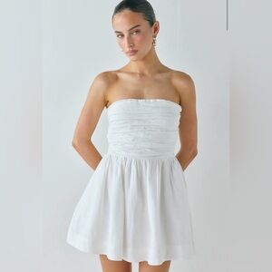 VRG GRL SAINT MALO LINEN MINI DRESS in WHITE.  Size AU 06/US 02.
